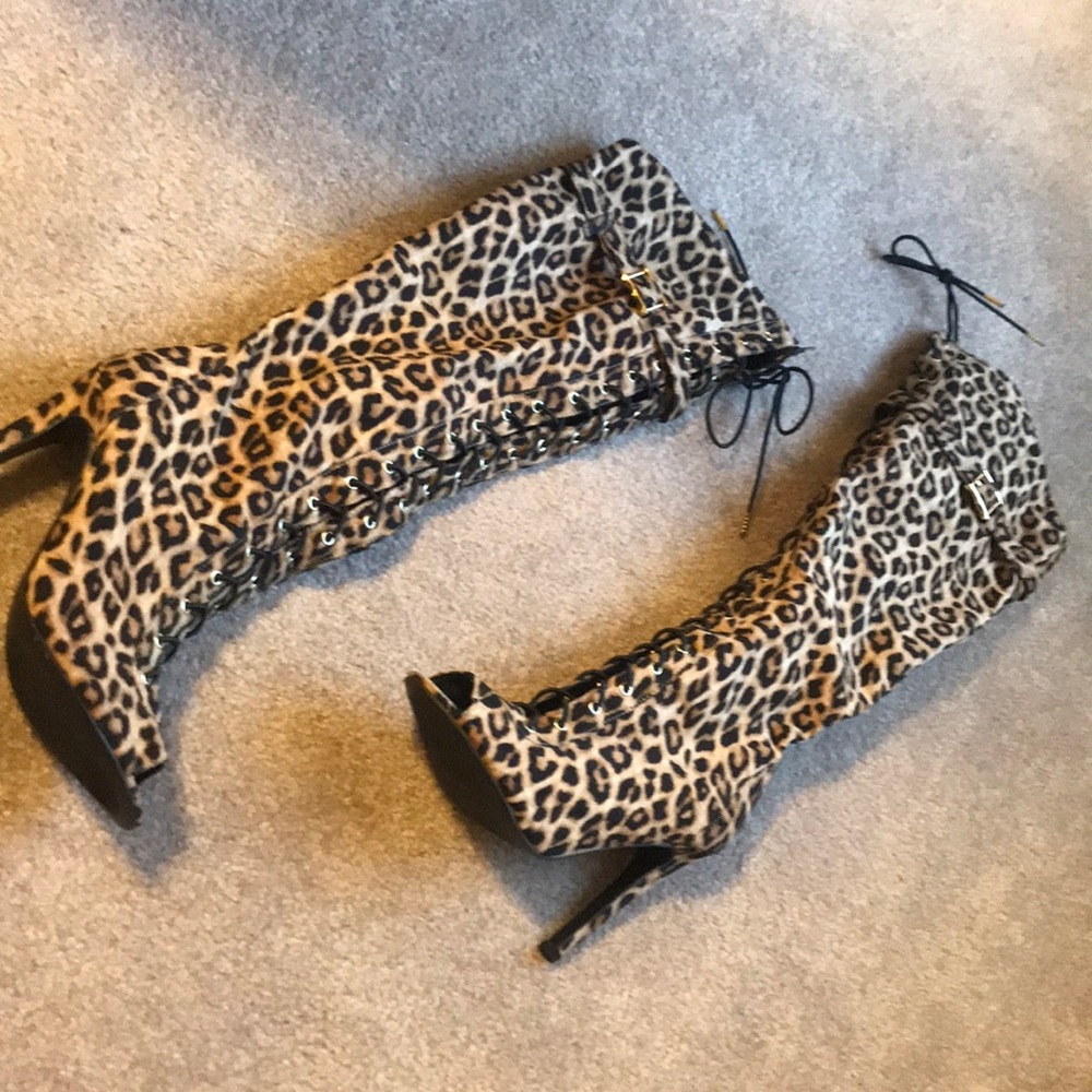 Open toe over the knee high boots